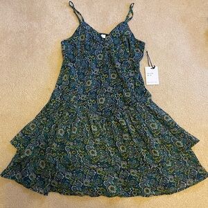 Japna Blue and Green Floral Mini Dress